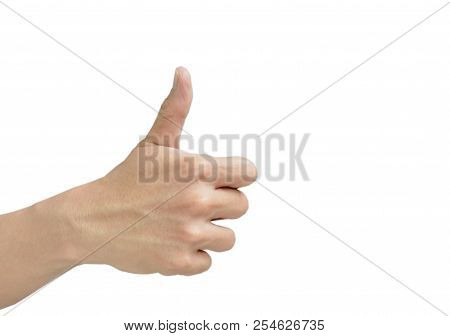 Human Hand Thumb Up Isolated On White Background