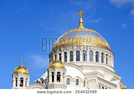 Naval Cathedral Of St. Nicholas The Wonderworker In Kronstadt, Russia.