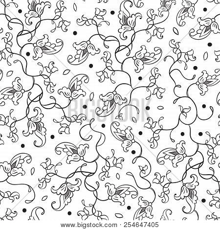 Russian Style Vintage Pattern. Beautiful Floral Motifs And Unique Composition. Seamless Vector Backg