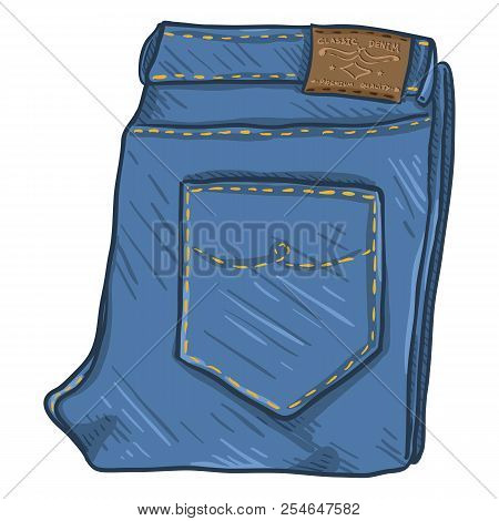 Vector Single Cartoon Illustration - Folded Denim Jeans