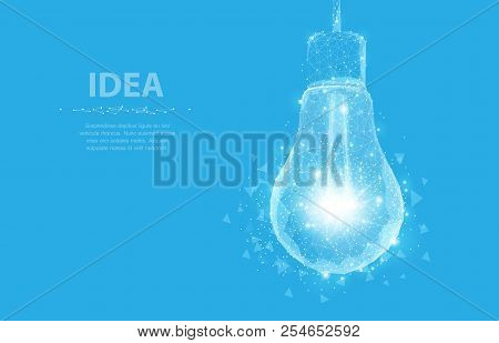Lightbulb. Polygonal Mesh Art Looks Like Constellation. Concept Illustration Or Background