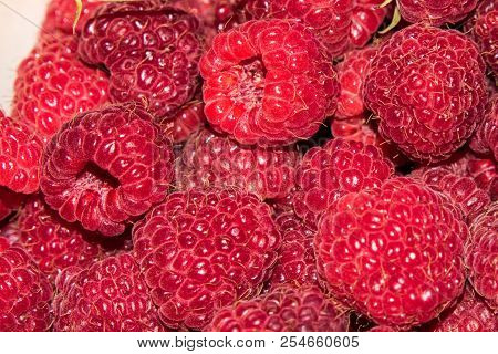Organic Raspberries In A Bowl . Raspberry Fruit