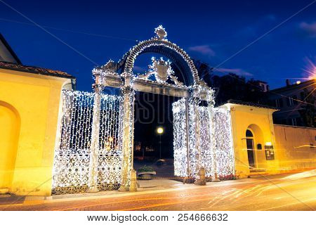 1840s Gate Of The Former Ironworks Complex In Follonica At Christmas Time