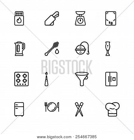 Set Outline Icon Eps 10 Vector Format.  Transparent Background. Kitchenware Utensils And Cooking.