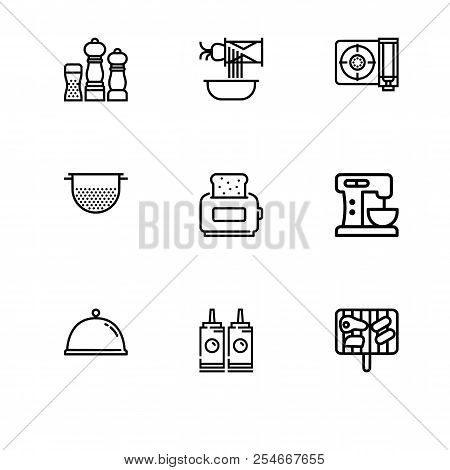 Set Outline Icon Eps 10 Vector Format.  Transparent Background. Kitchenware Utensils And Cooking.
