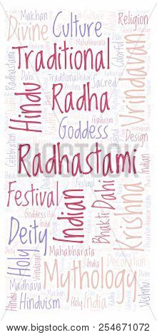 Radhastami Vertical In Banner Form   Word Cloud. Wordcloud Made From Letters And Words Only.