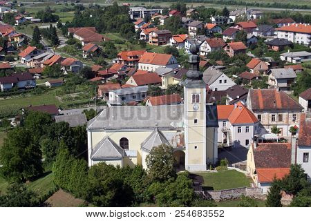 ZACRETJE, CROATIA - JULY 06: Parish Church of the Holy Cross in Zacretje, Croatia on July 06, 2007.