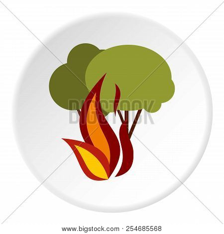 Fire In Woods Icon. Flat Illustration Of Fire In Woods Icon For Web