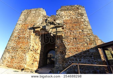 Facade Of The Ruined Palace Of Christopher Moura (cristovao De Moura) In The Historic Village Of Cas