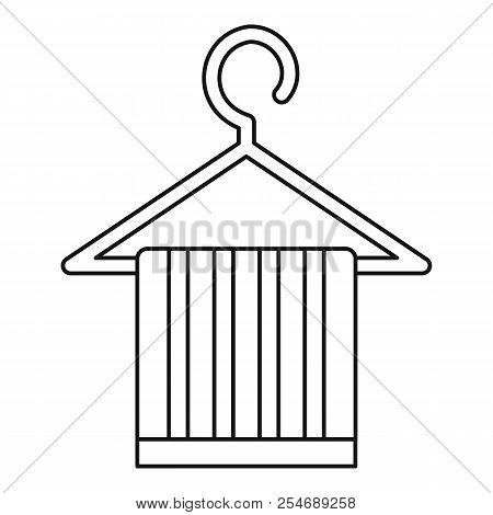 Striped Scarf On A Coat Hanger Icon. Outline Illustration Of Scarf On A Coat Hanger Icon For Web
