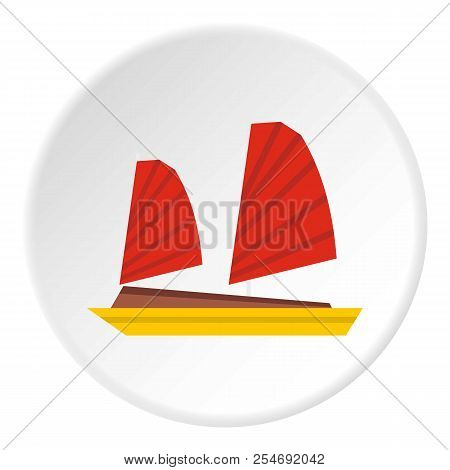 Vietnamese Junk Boat Icon. Flat Illustration Of Vietnamese Junk Boat Icon For Web