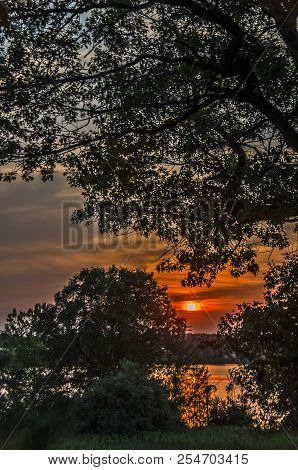 Beautiful Sunset On Manistee Lake In Michigan In August