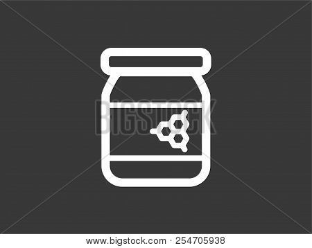 Jar Of Honey Icon In Outline Style Isolated On White Background. Apairy Symbol Vector Illustration -