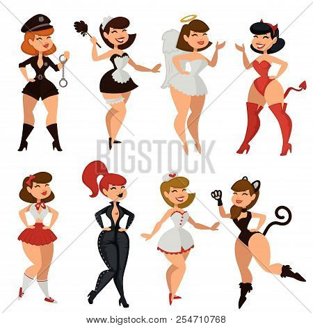 Sexy Woman Girl Striptease Clothes Vector Cartoon