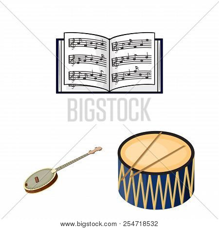 Musical Instrument Cartoon Icons In Set Collection For Design. String And Wind Instrument Isometric 