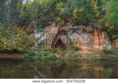 Red Cliffs In City Masalaca, Latvia.