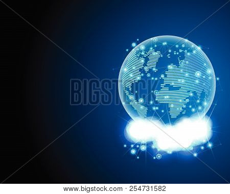 Global Computer Network And Cloud Computing Business Transaction Data Storage Technology Concept, Ve