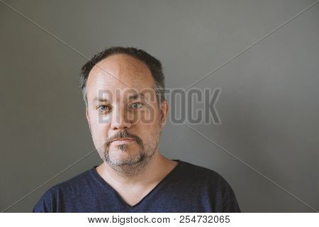 Middle Aged Forty-something Man With Mustache Beard