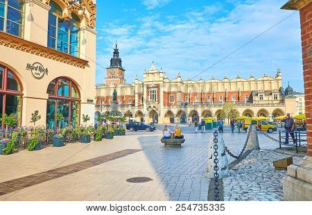 Krakow, Poland - June 11, 2018:  The Beautiful Cloth Hall (sukiennice) Is One Of The Omst Beautiful 