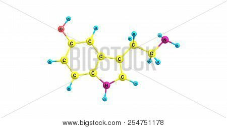 Serotonin Molecular Structure Isolated On White
