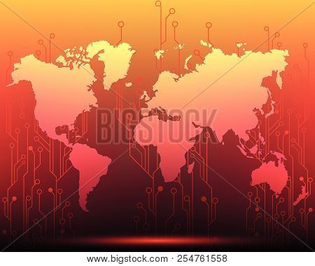 World Map Cyber Attack By Hacker Concept Background. Vector Illustration Eps10