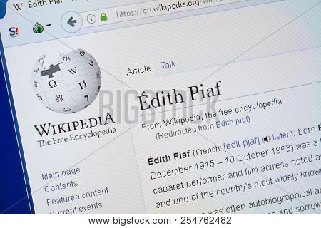 Ryazan, Russia - August 19, 2018: Wikipedia Page About Edith Piaf On The Display Of Pc