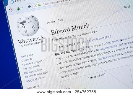 Ryazan, Russia - August 19, 2018: Wikipedia Page About Edvard Munch On The Display Of Pc