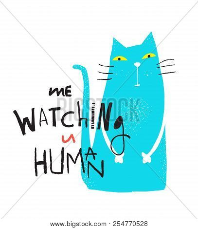 Cat Sitting Lookingat You Graphic Print Design.