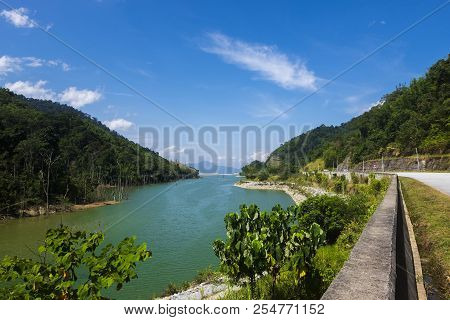 Hidroelectric Dam Under Bright Sunny Day Located In Cameron Highland, Malaysia
