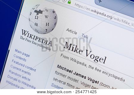 Ryazan, Russia - August 19, 2018: Wikipedia Page About Mike Vogel On The Display Of Pc