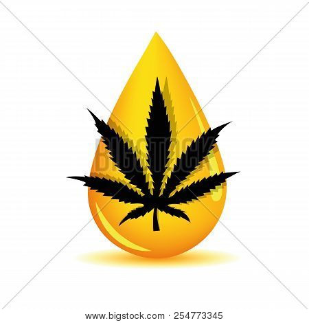 Silhouette Medicine Cannabis Oil Drop Vector Illustration Eps10