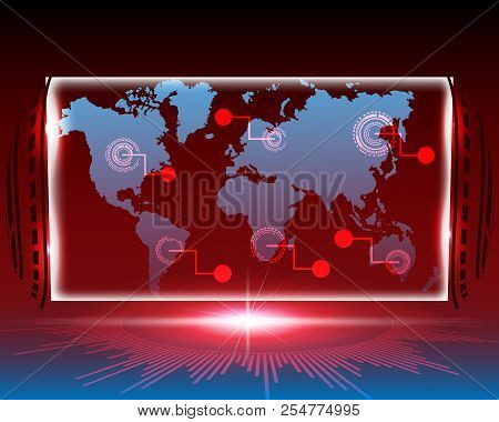 World Map Cyber Line Attack By Hacker Concept Background. Vector Illustration Eps10