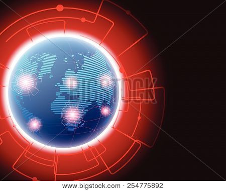 Global Worldwide Cyber Wireless Internet Cyber Attack By Hacker Red And Black Color Concept Backgrou