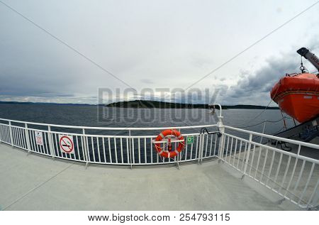 The Ferry from Horten to Moss connects Ostfold and Vestfold in Norway.June 22,2018. Moss,Norway