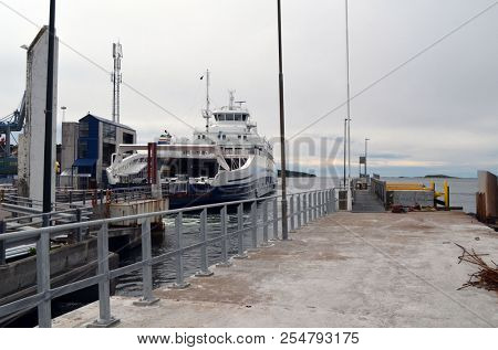 The Ferry from Horten to Moss connects Ostfold and Vestfold in Norway.June 22,2018. Moss,Norway