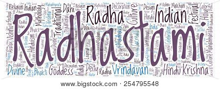 Radhastami Horizontal In Banner Form Word Cloud. Wordcloud Made From Letters And Words Only.