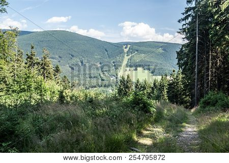 Jeseniky Mountains Near Ramzovske Sedlo Resort From Hiking Trail Bellow Smrk Hill In Rychlebske Hory