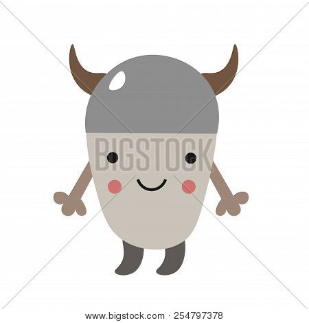 Cute Little Viking For Kids. Scandinavian Style. Vector Illustration