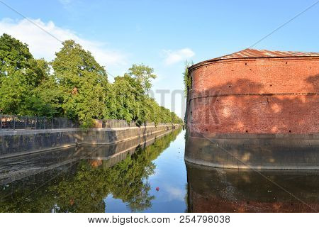 Obvodny Canal In Kronstadt In Saint Petersburg, Russia.