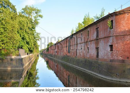 Obvodny Canal In Kronstadt In Saint Petersburg, Russia.