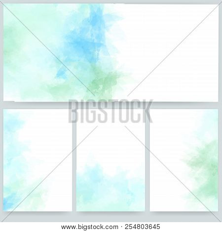 Set Banners, Abstract Headers With Blue Deliquescent Blots