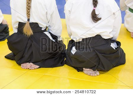 People In Kimono And Hakama On Martial Arts Training