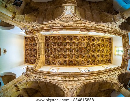 Ceiling Architecture, Medieval Style Of Maria Del Canneto Church In Gallipoli City, Italy