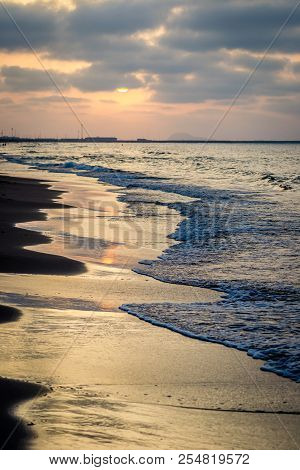 Saaidia Sunset Beach And Waves And Rocks