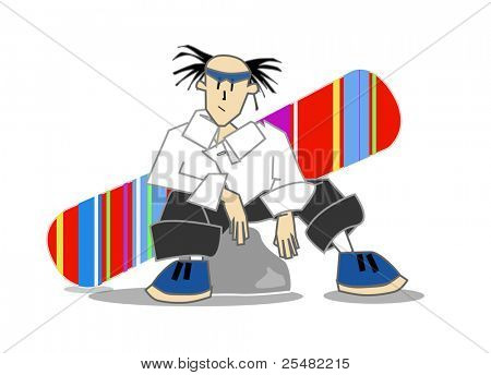 snowboarder siddende på en sten