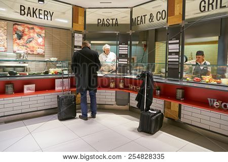 ROME, ITALY - CIRCA NOVEMBER, 2017: interior shot of Gusto Restaurant in Fiumicino International Airport 