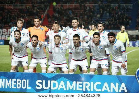 Buenos Aires, Argentina - August 22, 2018: Nacional Del Uruguay Team Formation Before The Match Agai