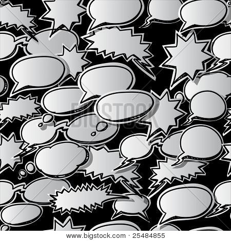 Sfondo continuo di fumetto parlare nubi che è stato tagliato da fogli di carta