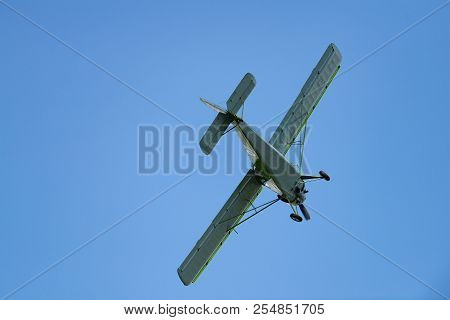 Novosibirsk, Russia - August 5, 2018: Yak-12m, Performs The Flight Program At The Air Show At The Ai