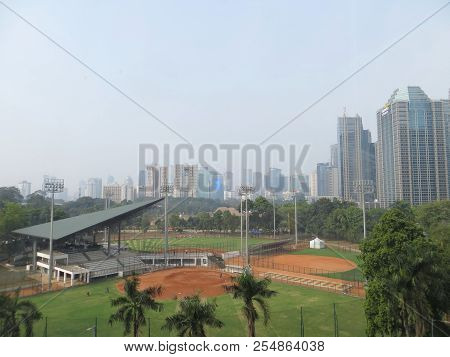 Jakarta, Indonesia - August 2, 2018: Cityscape Of Sudirman District.